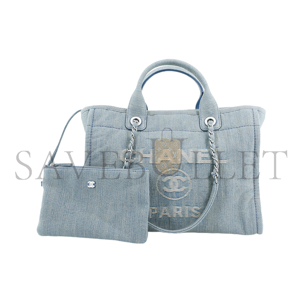 CHANEL MASTER MEDIUM DENIM 23S SHOPPING BAG LIGHT BLUE AS3351 (33*27*15cm)